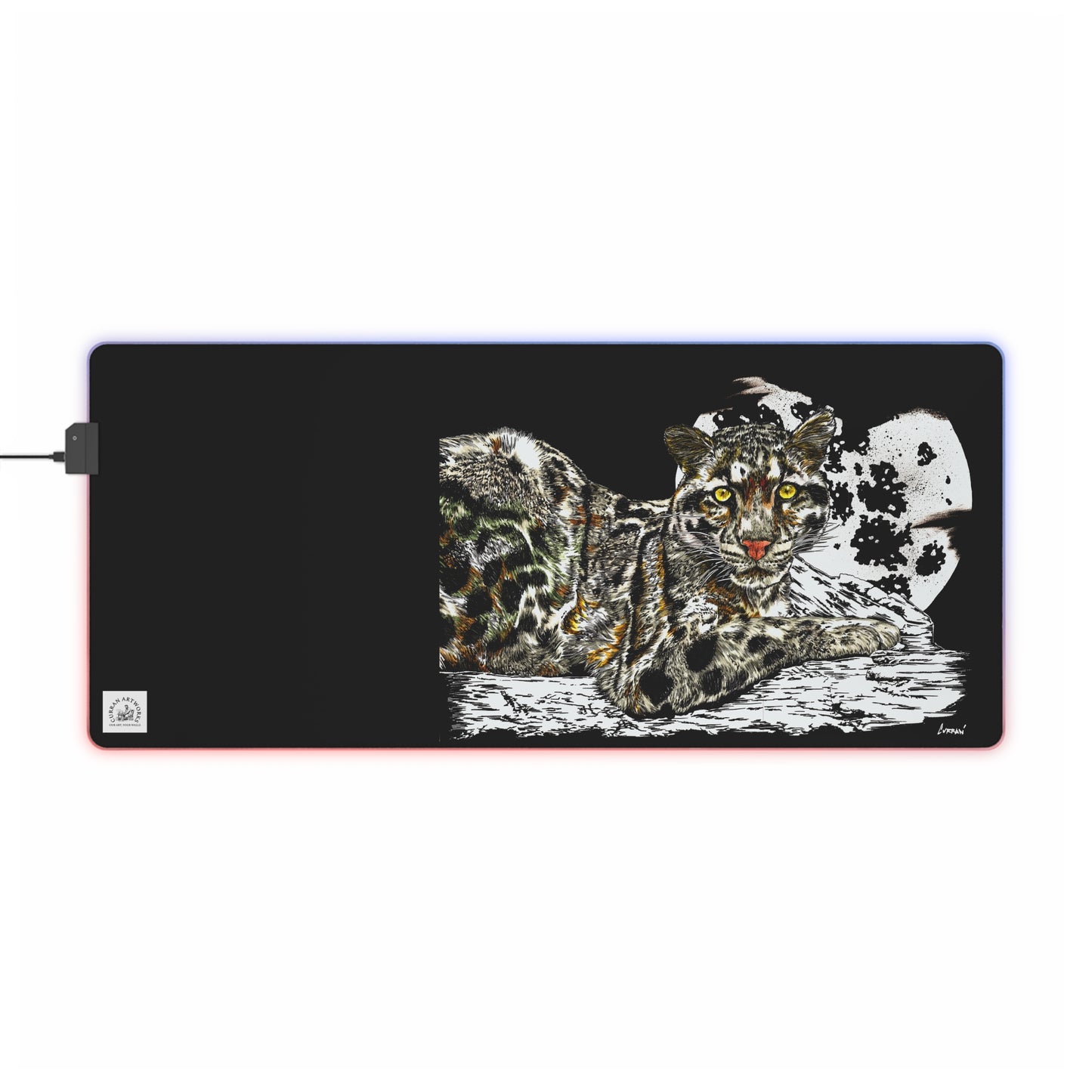 LED Gaming Mouse Pad with Leopard Design - Perfect for Gamers and Wildlife Lovers