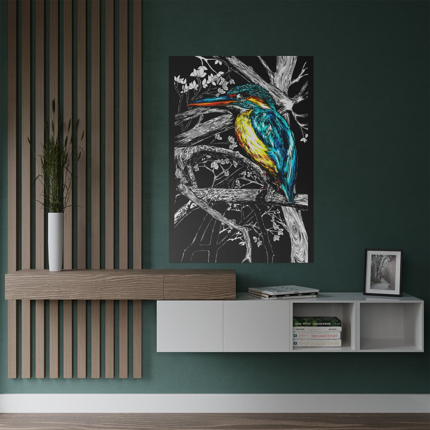 Vibrant Kingfisher Satin Poster - 300gsm Art Print for Nature Lovers