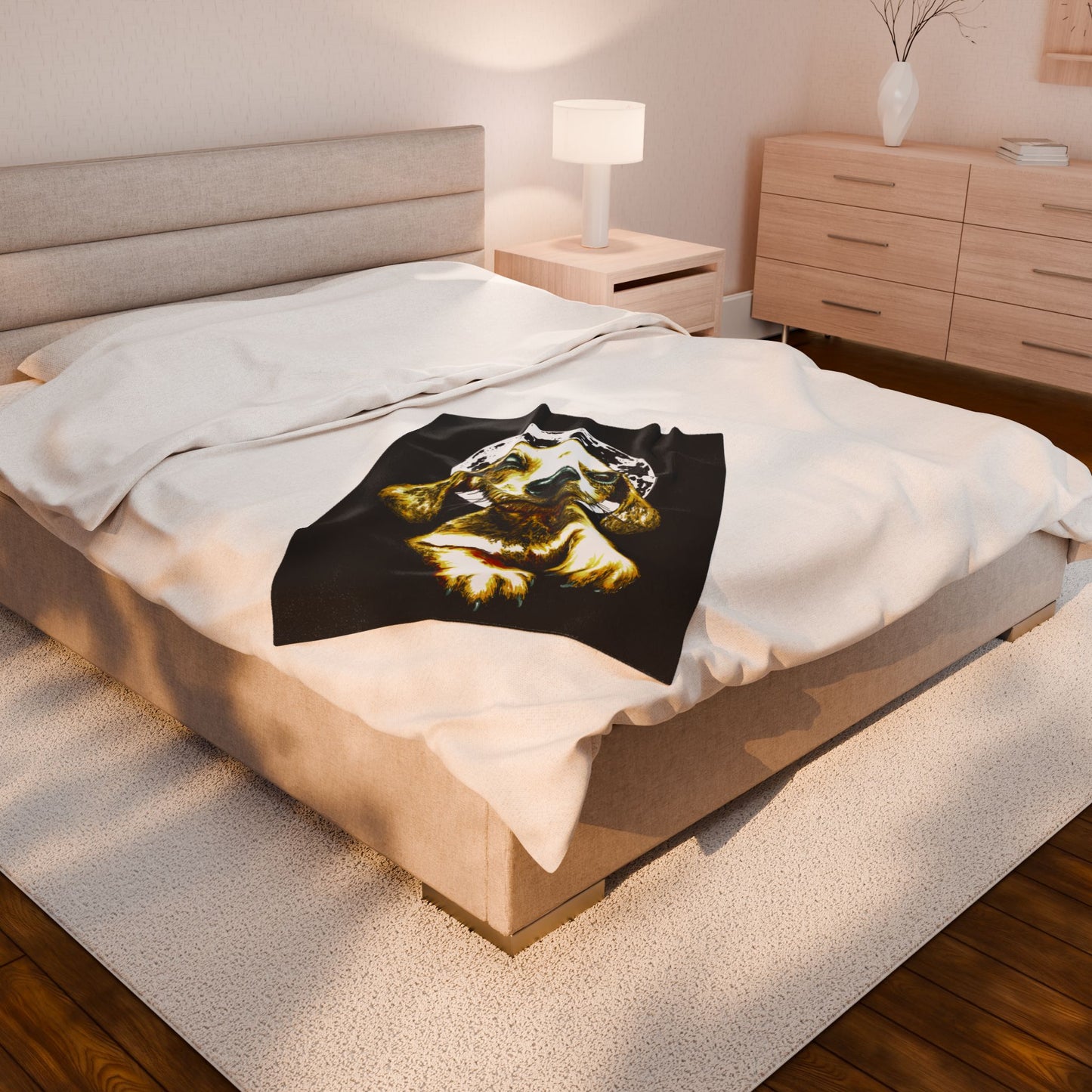 Cozy Velveteen Plush Blanket Adorable Dog Art for Pet Lovers