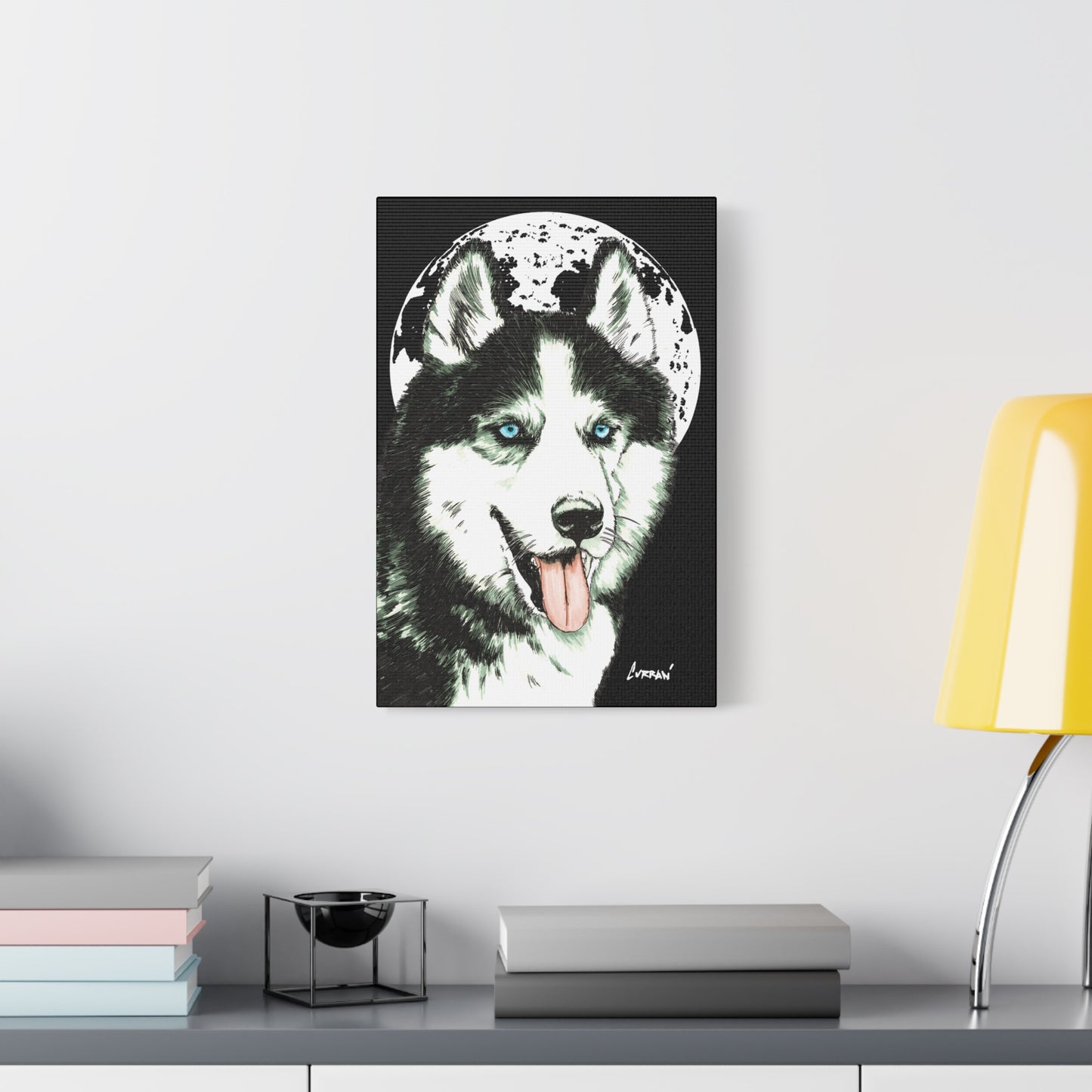 Siberian Husky Canvas Wall Art - Moonlit Dog Decor