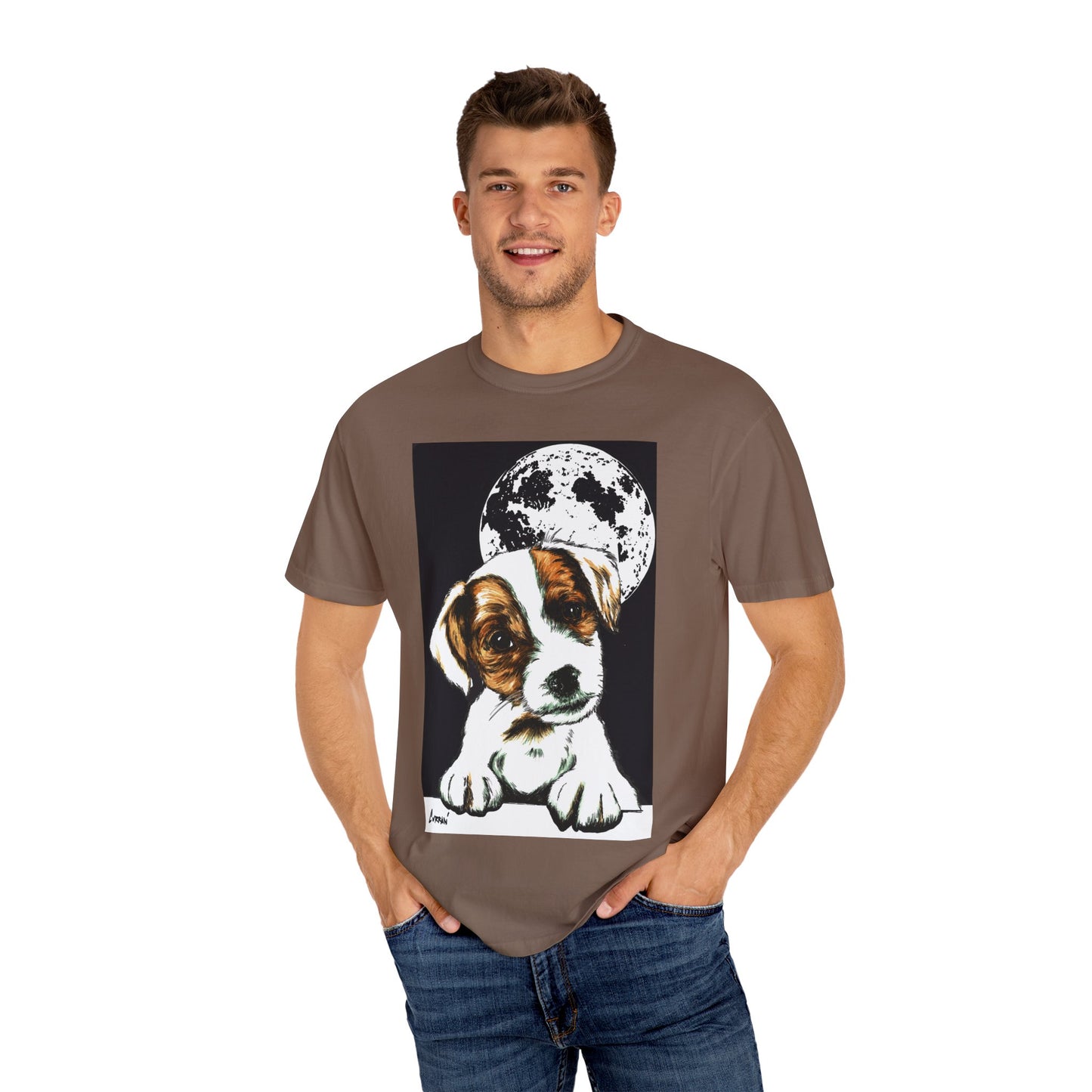 Moonlit Beagle Puppy Unisex Garment-Dyed T-shirt – Perfect for Animal Lovers