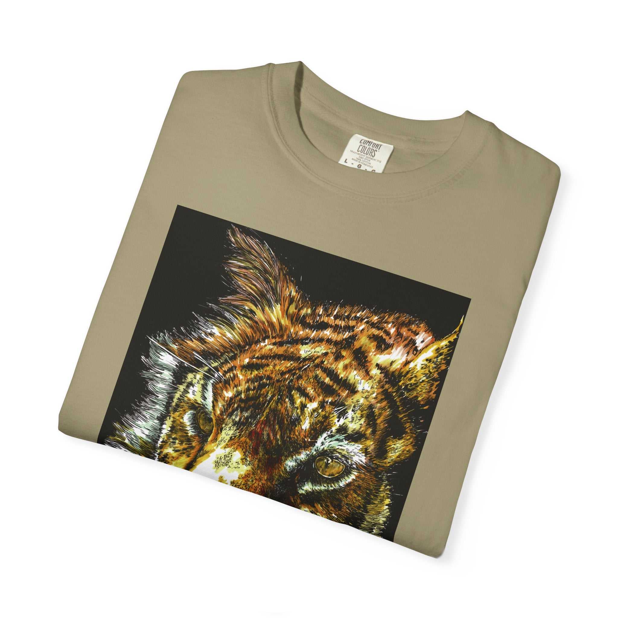Discover your wild side with our Tiger Art T-Shirt - Vibrant Animal Print - Nature Lover's Apparel featuring the original hand drawn art. Stand out in style!