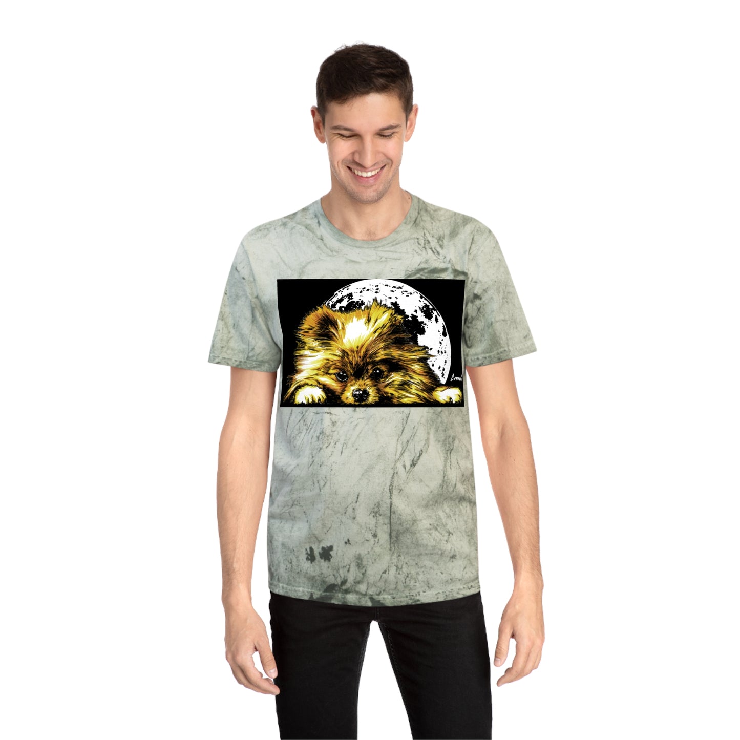 Color Blast T-Shirt with Dog Design - Unisex Moonlit Pet Tee