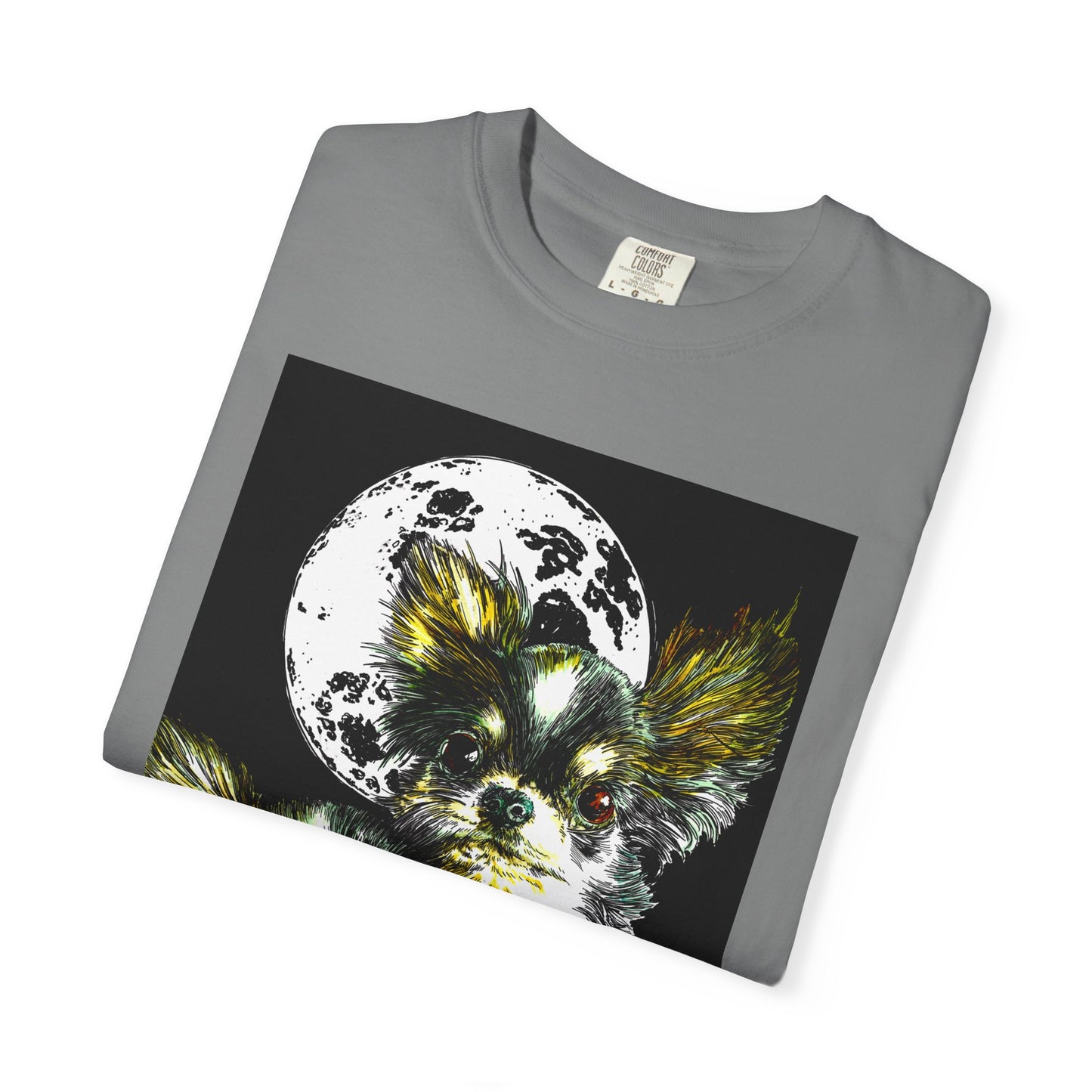 Cute Chihuahua Moon Night Unisex Garment-Dyed T-Shirt