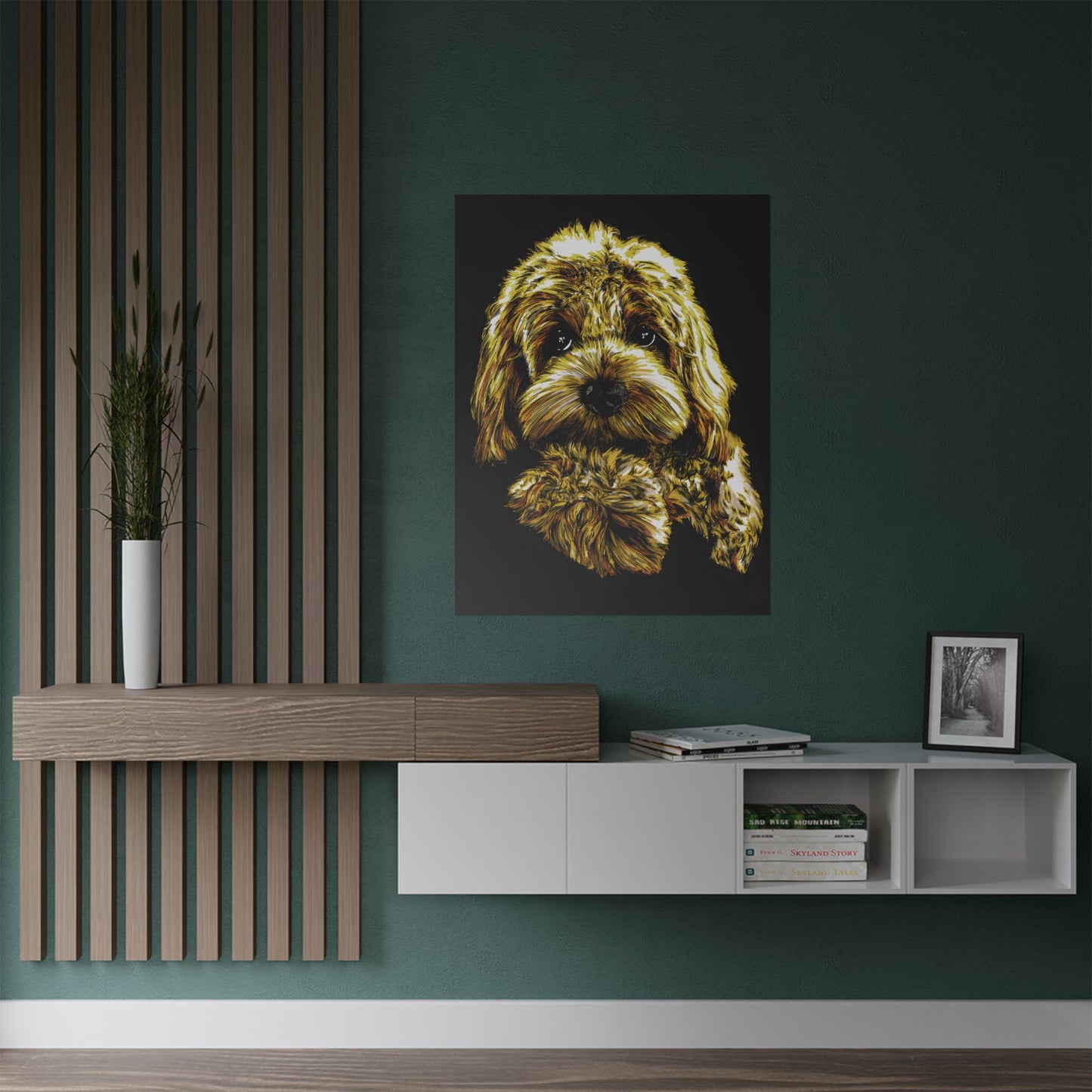 Golden Dog Art Satin Poster - Home Decor for Pet Lovers