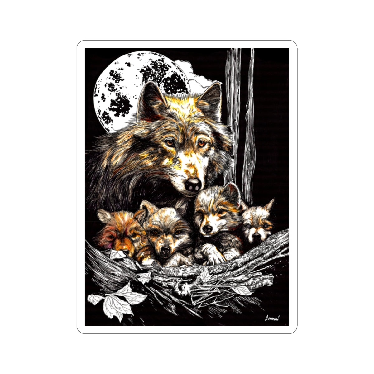 Moonlit Wolf Family Kiss-Cut Stickers - Nature Lover's Collection