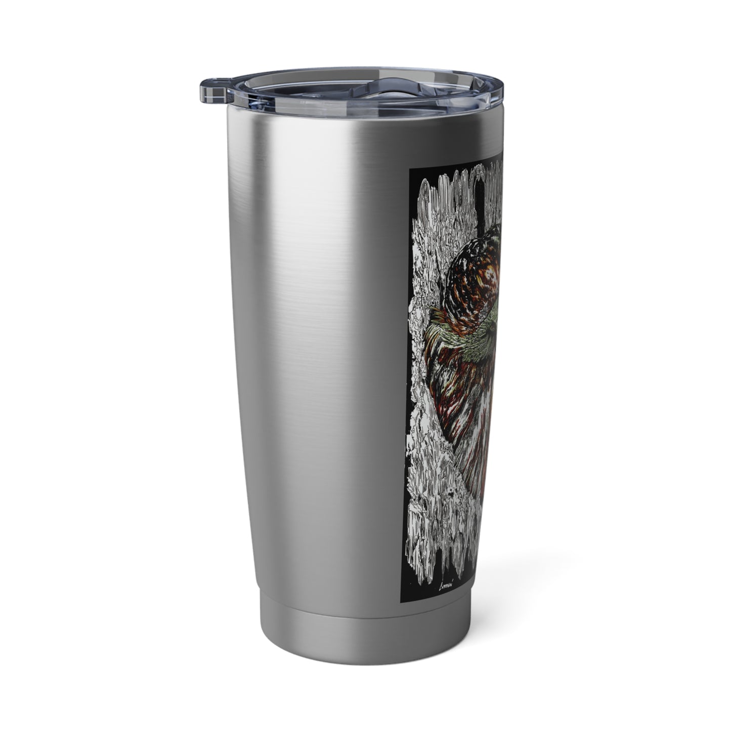 Owl Wall Art 20oz Tumbler, Mug, Travel Cup, Gift Idea, Hand Drawn, Hoot, Large Coffee Holder, Perfect Birthday Gift, Awesome Christmas Gift