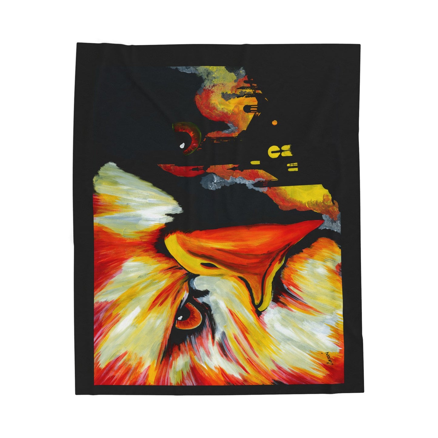 Vibrant Phoenix Velveteen Plush Blanket with Artistic Bird