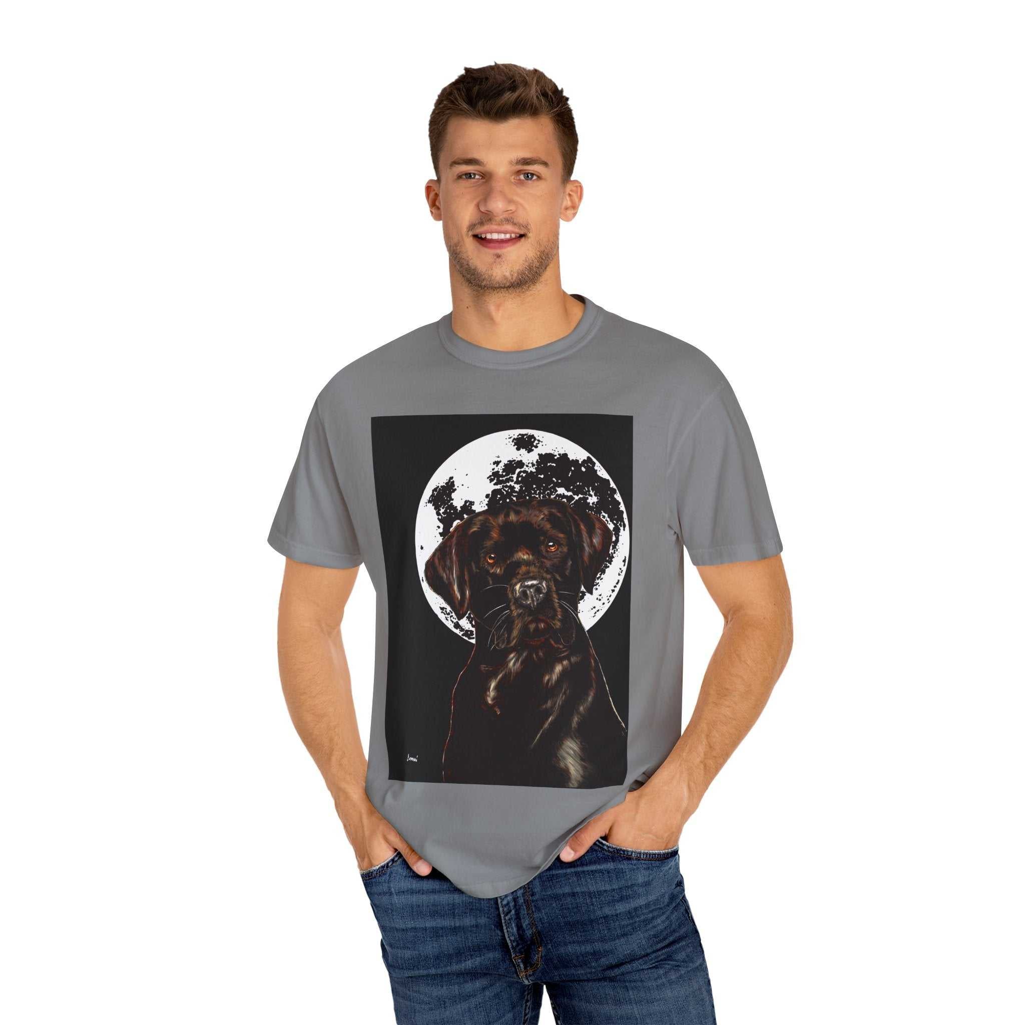 Moonlit Chocolate Lab Unisex Garment-Dyed T-Shirt