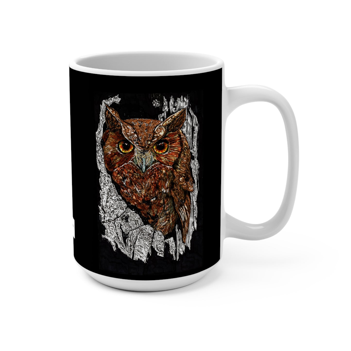 Majestic Owl 15oz Coffee Mug - Artistic Wildlife Design for Nature Lovers