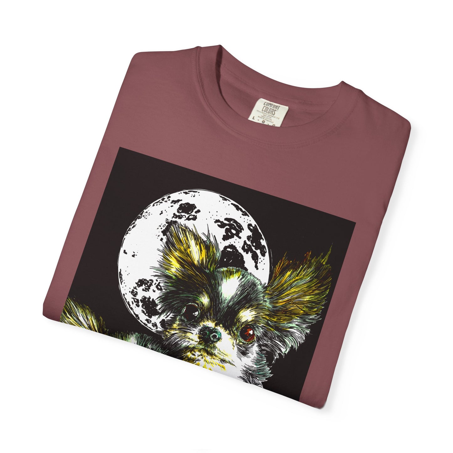 Cute Chihuahua Moon Night Unisex Garment-Dyed T-Shirt