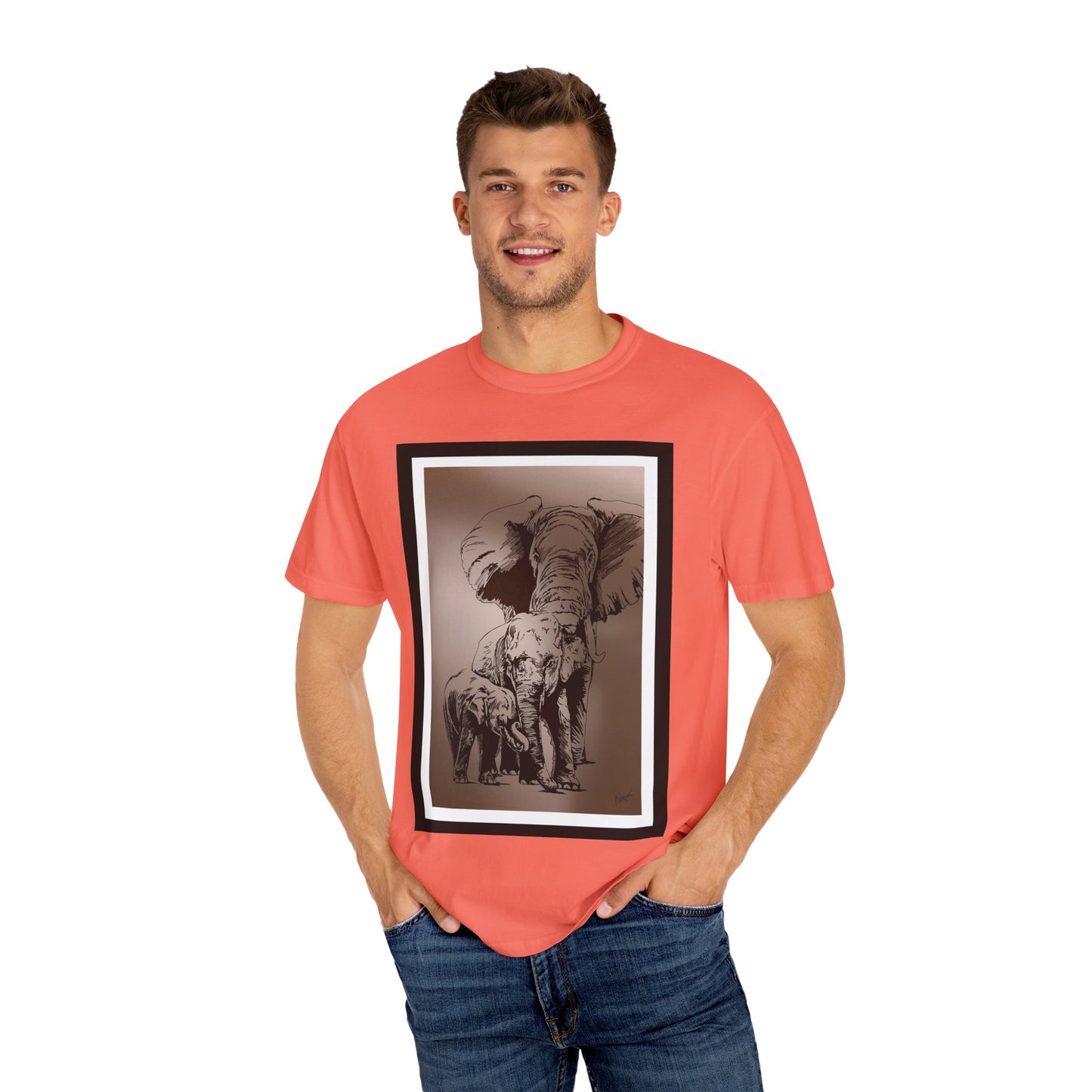 Elephant Family Garment-Dyed T-Shirt | Nature Lover's Tee