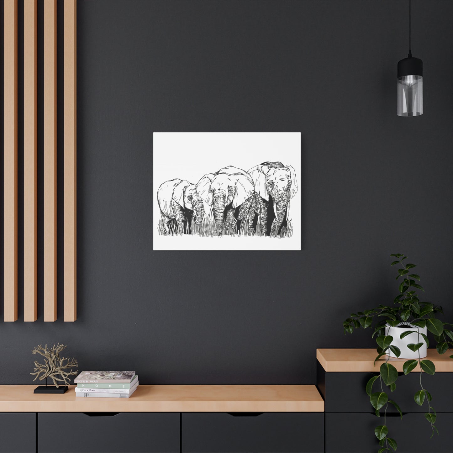 Elephant Family Art – Original Hand-Drawn Unique,