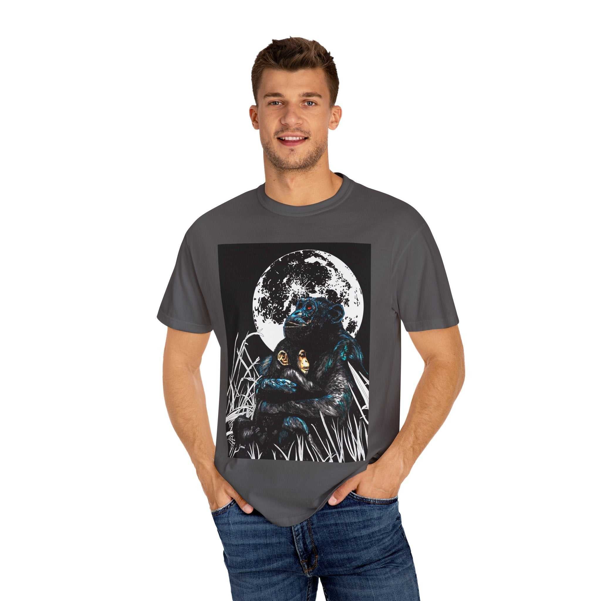 Moonlit Gorilla and Child Unisex Garment-Dyed T-Shirt