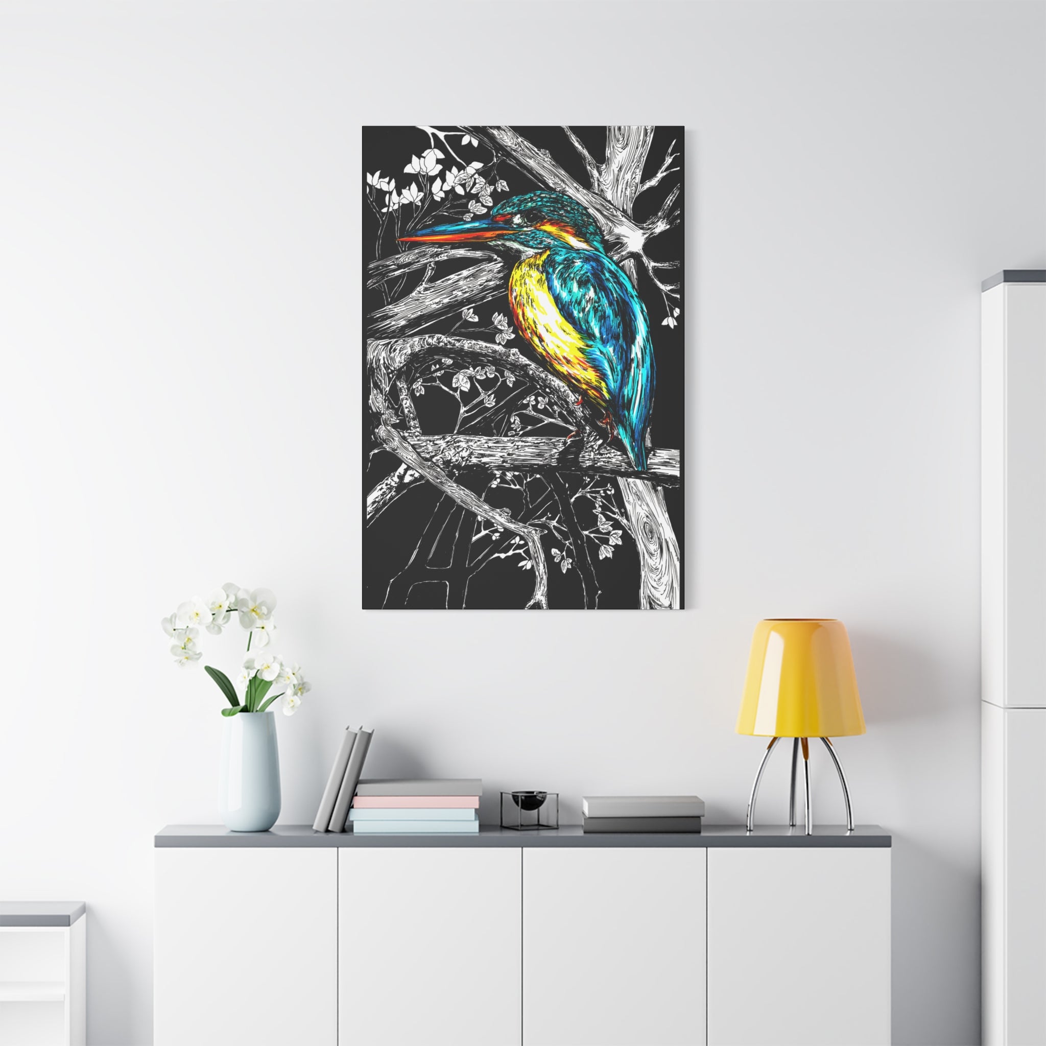 Kingfisher Bird Wall Art Print of the Original, hand drawn