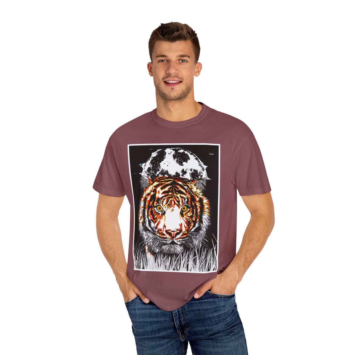 Tiger Garment-Dyed Graphic T-Shirt - Unisex Wild Animal Tee
