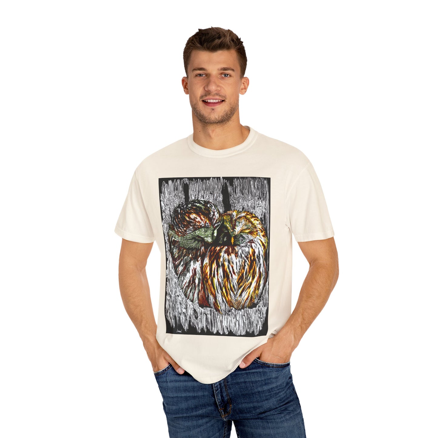 Owls in a Tree Unisex Garment-Dyed T-Shirt