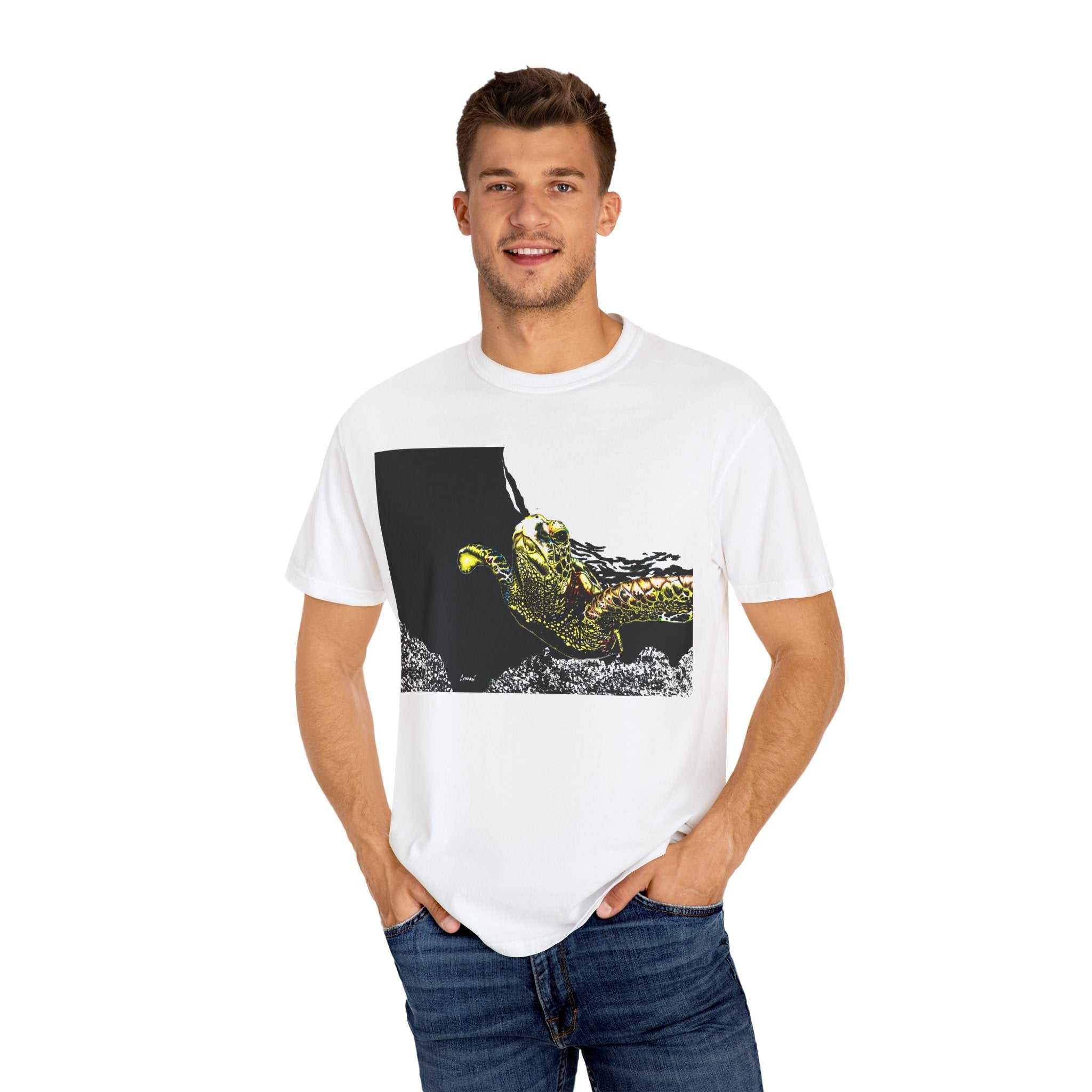 Discover the perfect blend of style and comfort with our Sea Turtle Garment-Dyed Graphic Tee - Unisex Ocean. Embrace the ocean and elevate your wardrobe today!