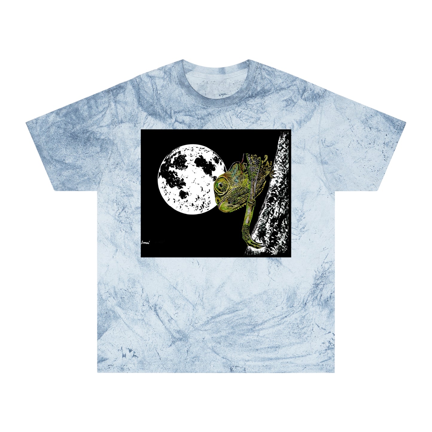 Moonlit Chameleon Unisex Color Blast T-Shirt, Eco-Friendly, Nature-Inspired