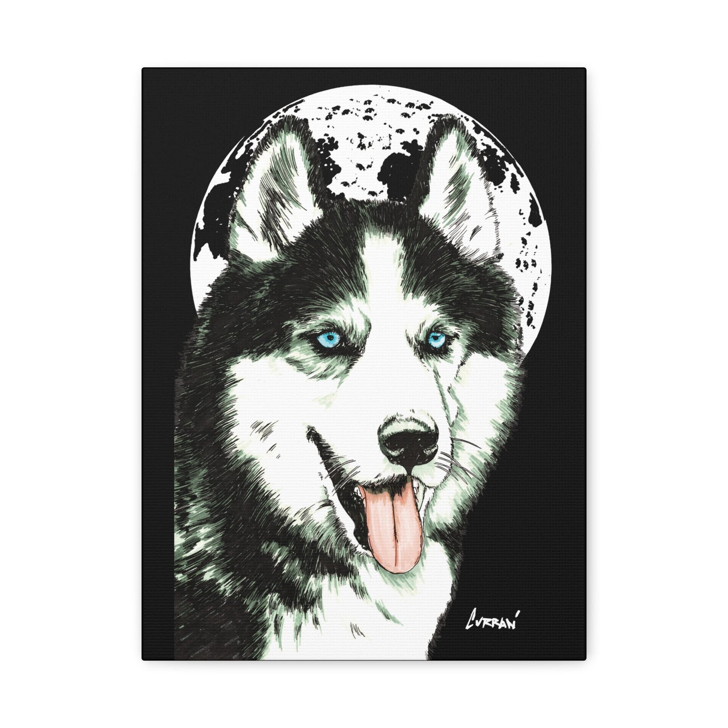 Siberian Husky Canvas Wall Art - Moonlit Dog Decor