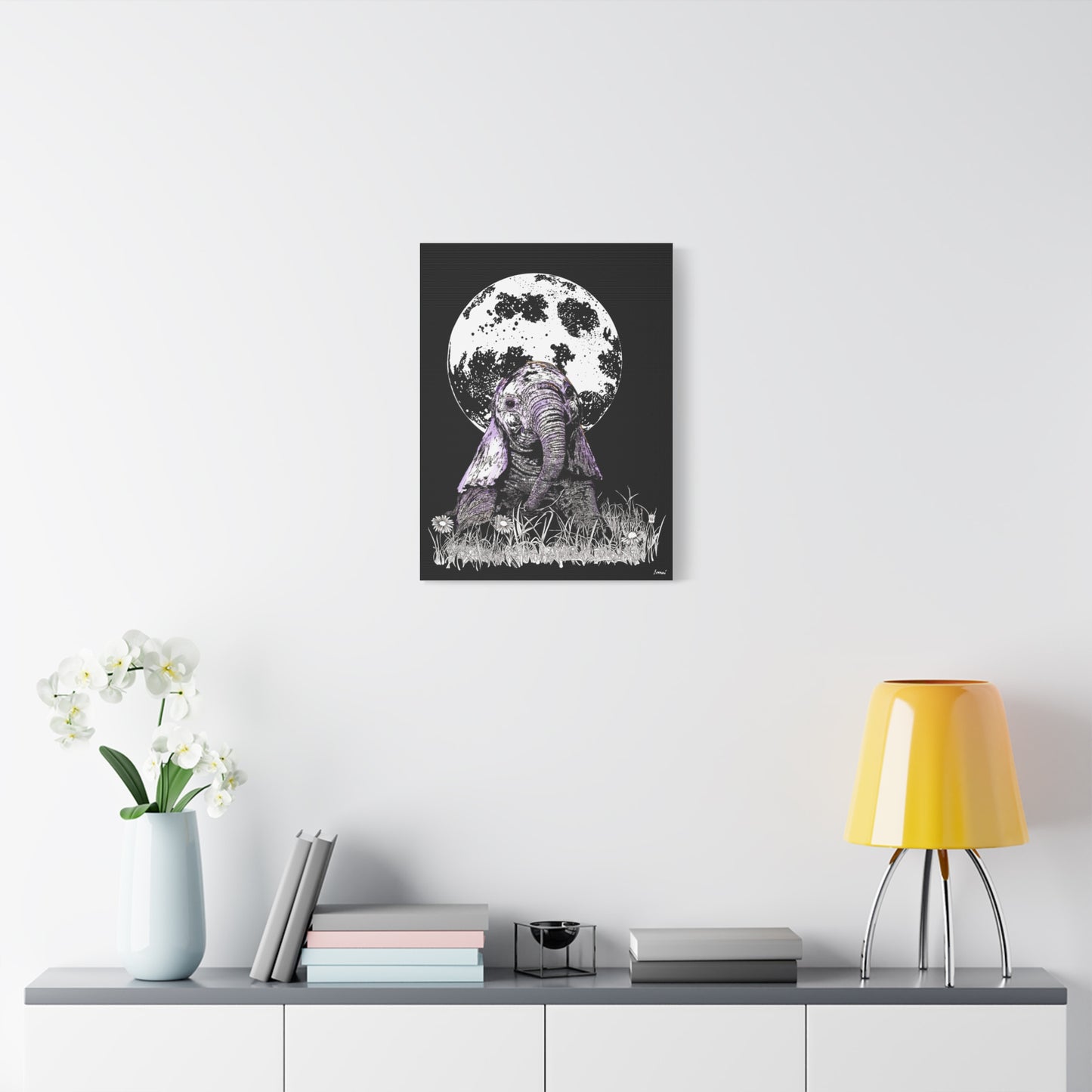 Baby Elephant Canvas Art, Print of Original hand drawn art