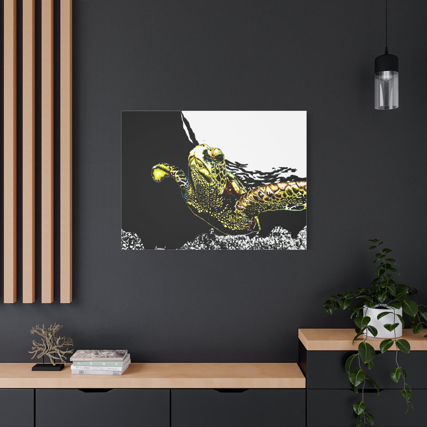 Sea Turtle Art Print of my Original hand drawn art printed on stretched canvas of a Sea Turtle