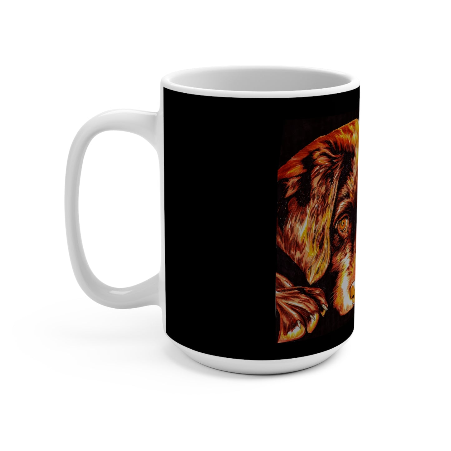 Moonlit Chocolate Lab Puppy 15oz Mug - Cozy Dog Lover Gift