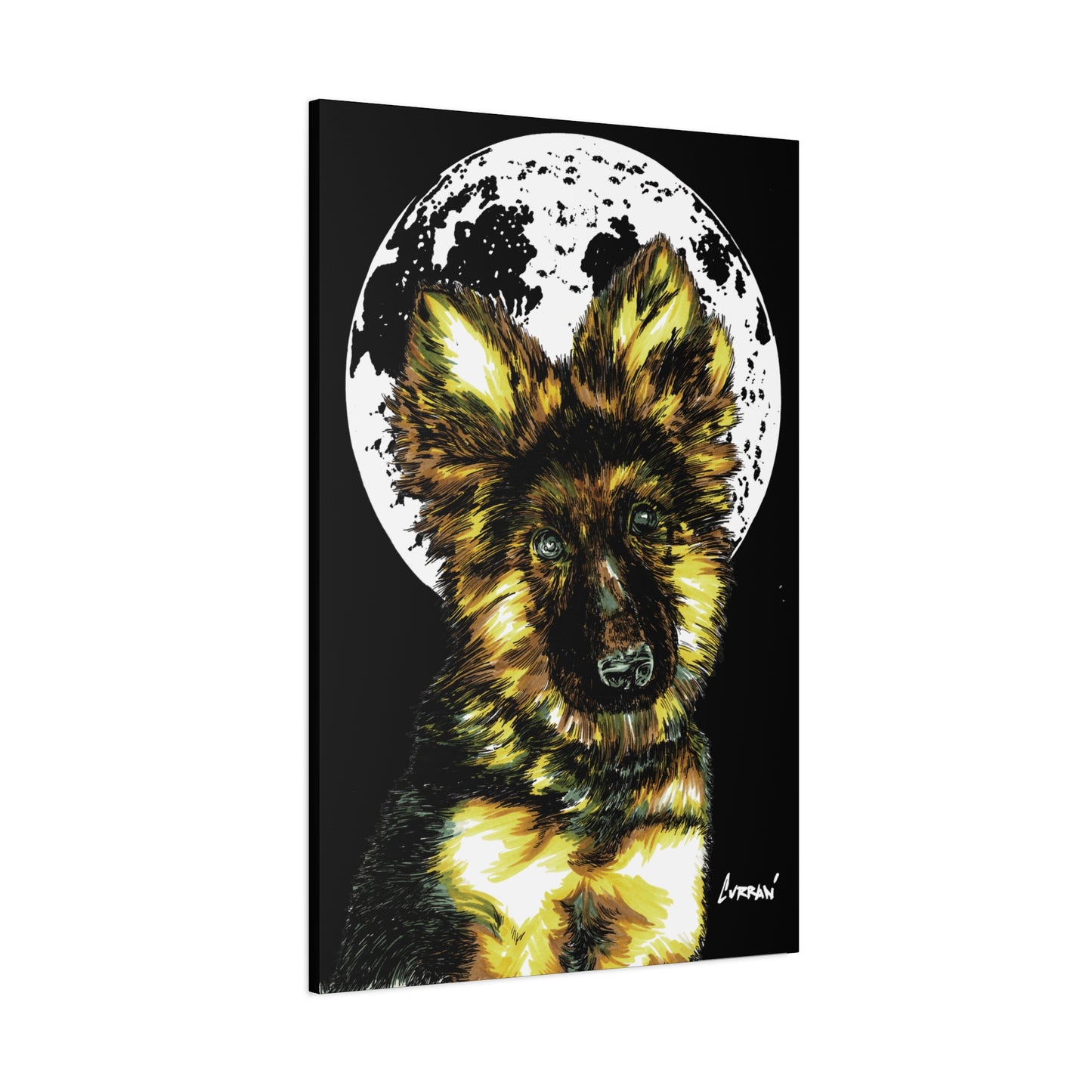 German Shepherd Puppy Print, Hand-Drawn Dog Art,