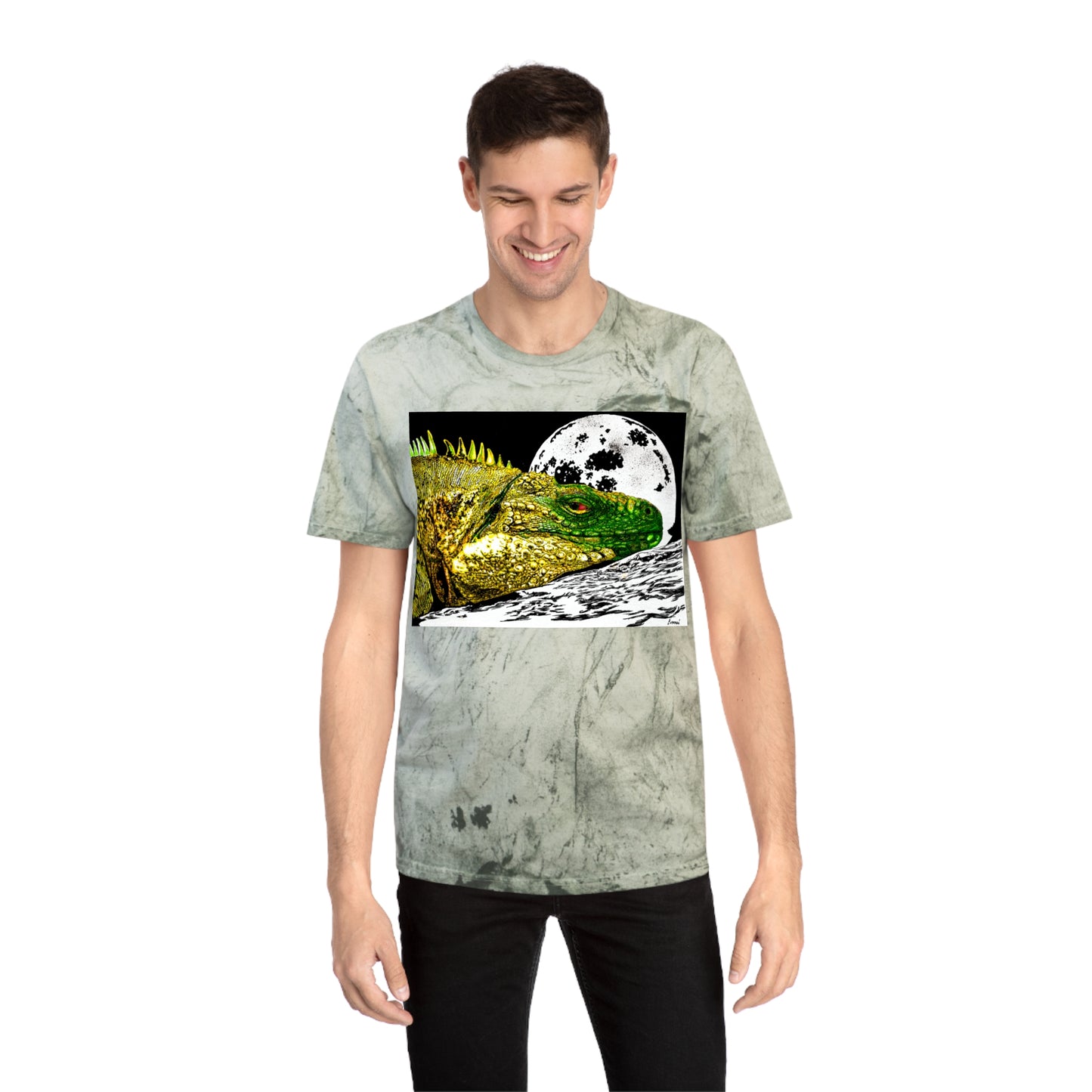 Reptile Moonlight T Shirt Hand Drawn Color Blast Design
