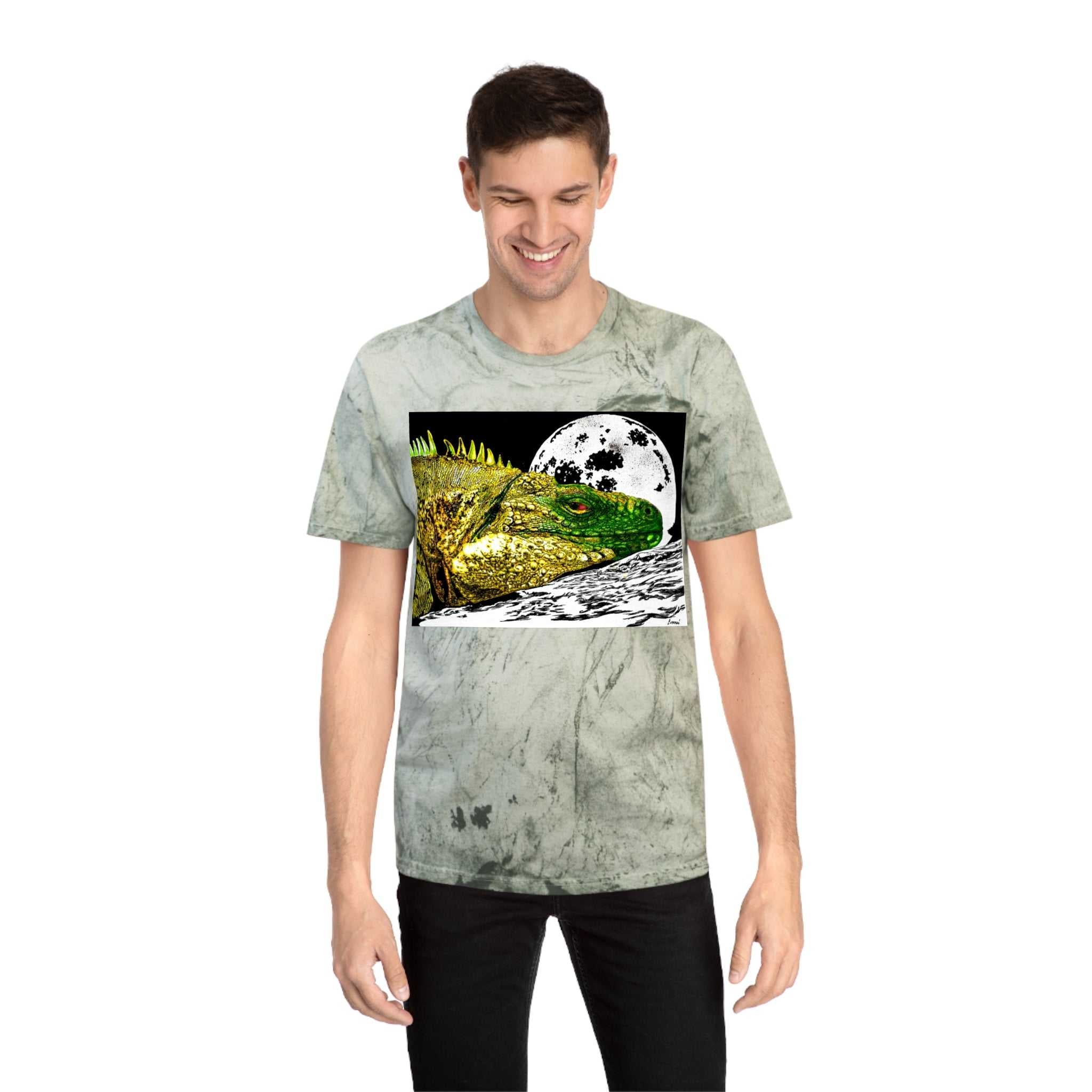 Reptile Moonlight T Shirt Hand Drawn Color Blast Design