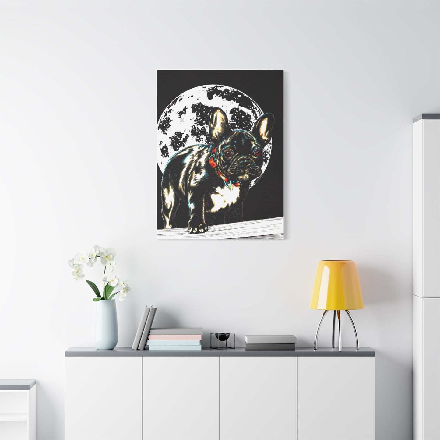 French Bulldog Moonlight Canvas Wall Art Print