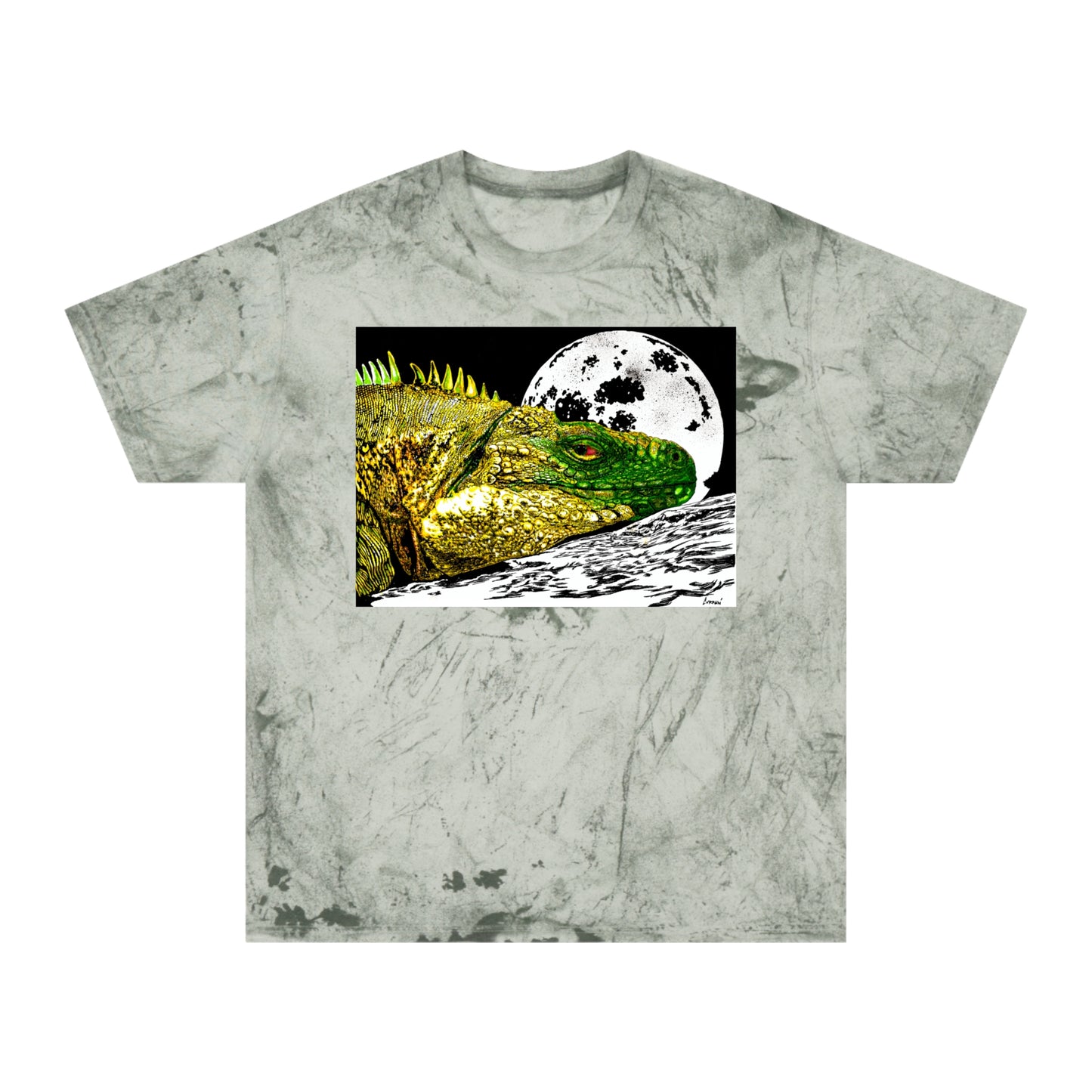 Reptile Moonlight T Shirt Hand Drawn Color Blast Design