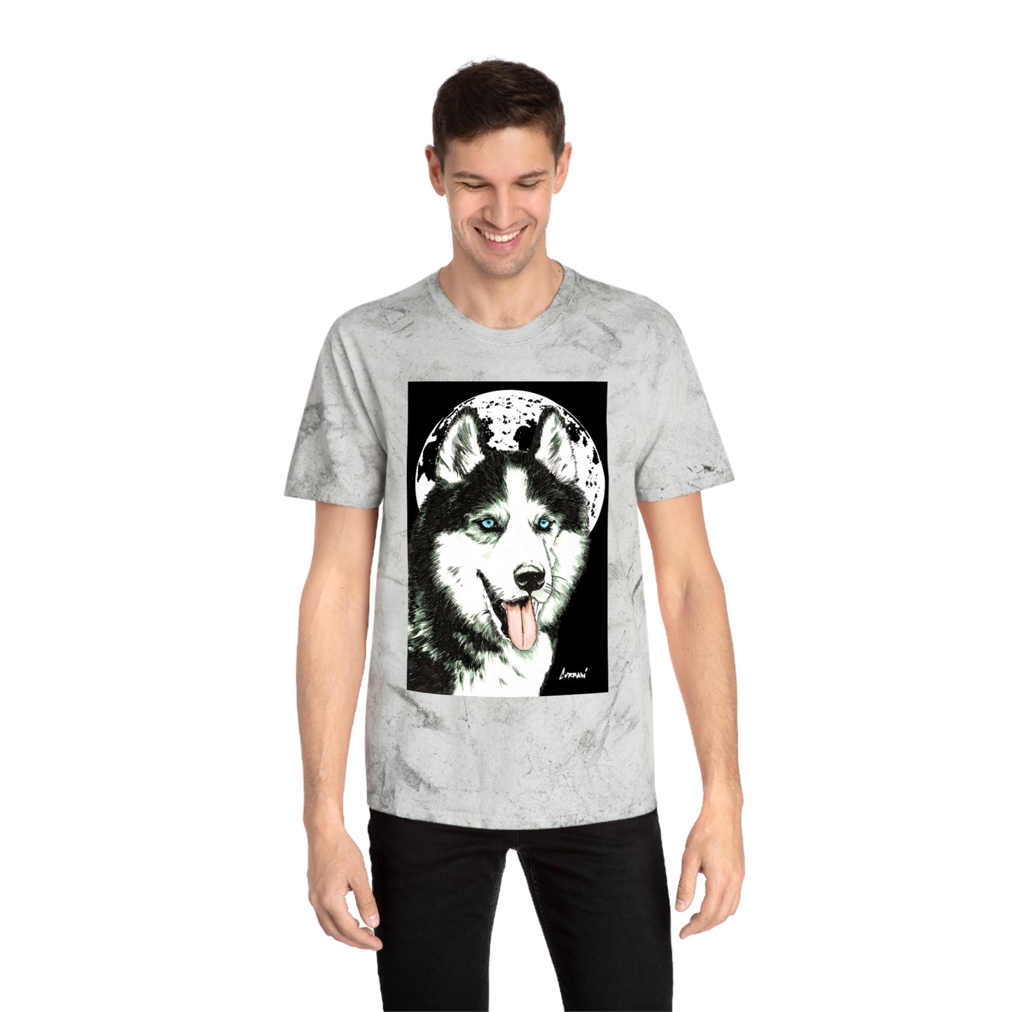 Siberian Husky Moon Graphic Tee for Animal Lovers