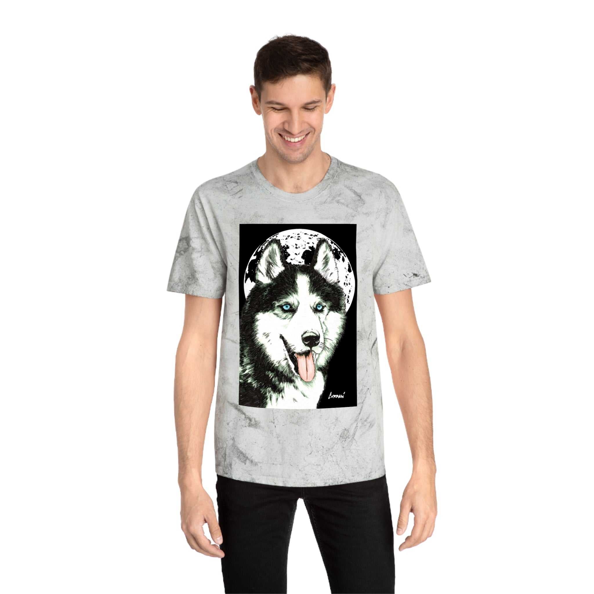 Siberian Husky Moon Graphic Tee for Animal Lovers