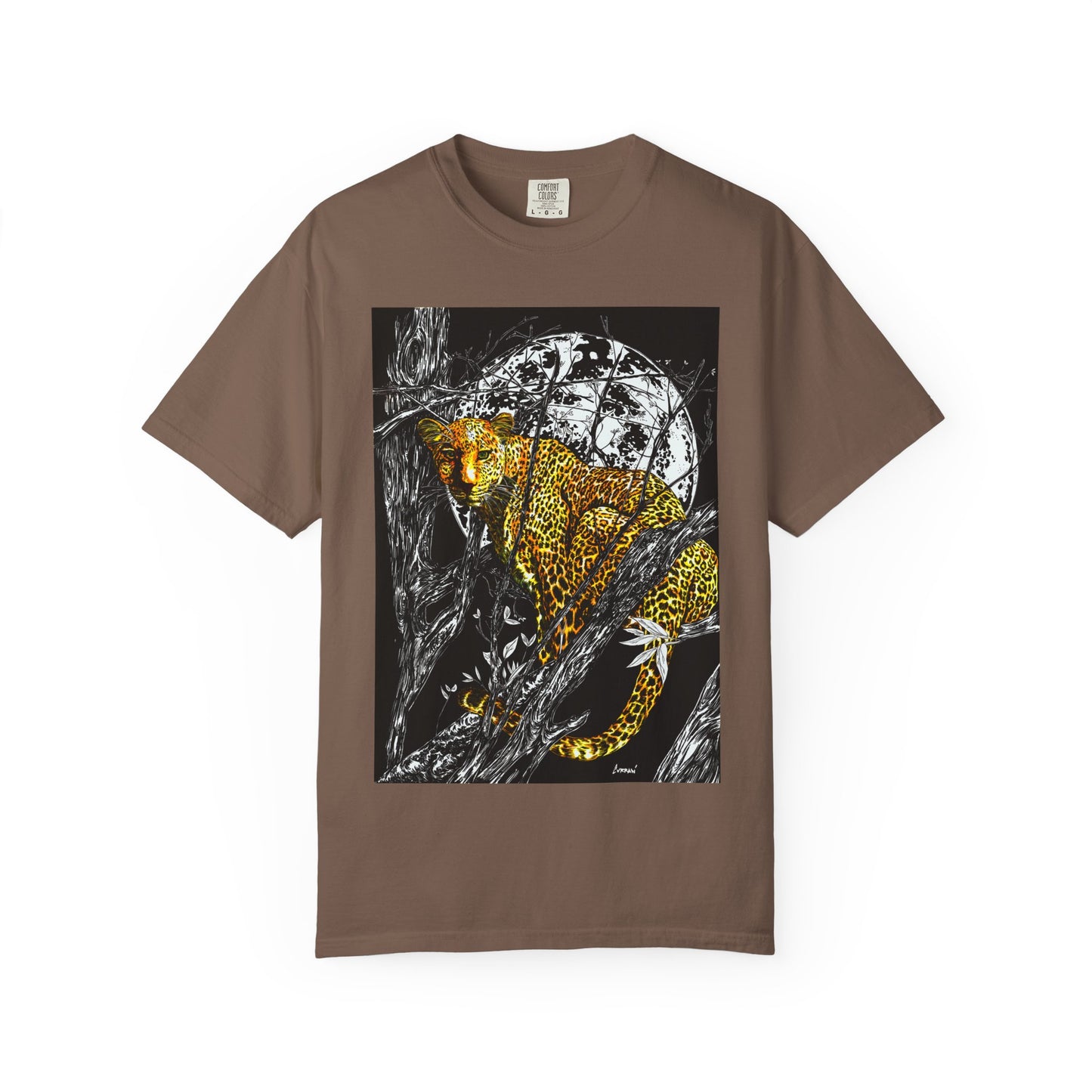 Moonlit Leopard Unisex Garment-Dyed T-Shirt - Wild Animal Art Tee