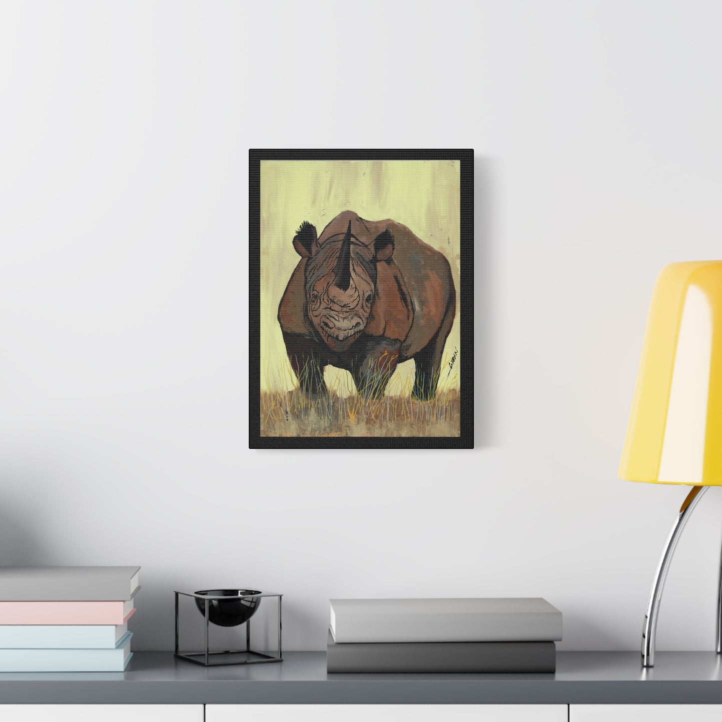 Rhino Wall Art Print of the Original, hand drawn wall art of a Rhino