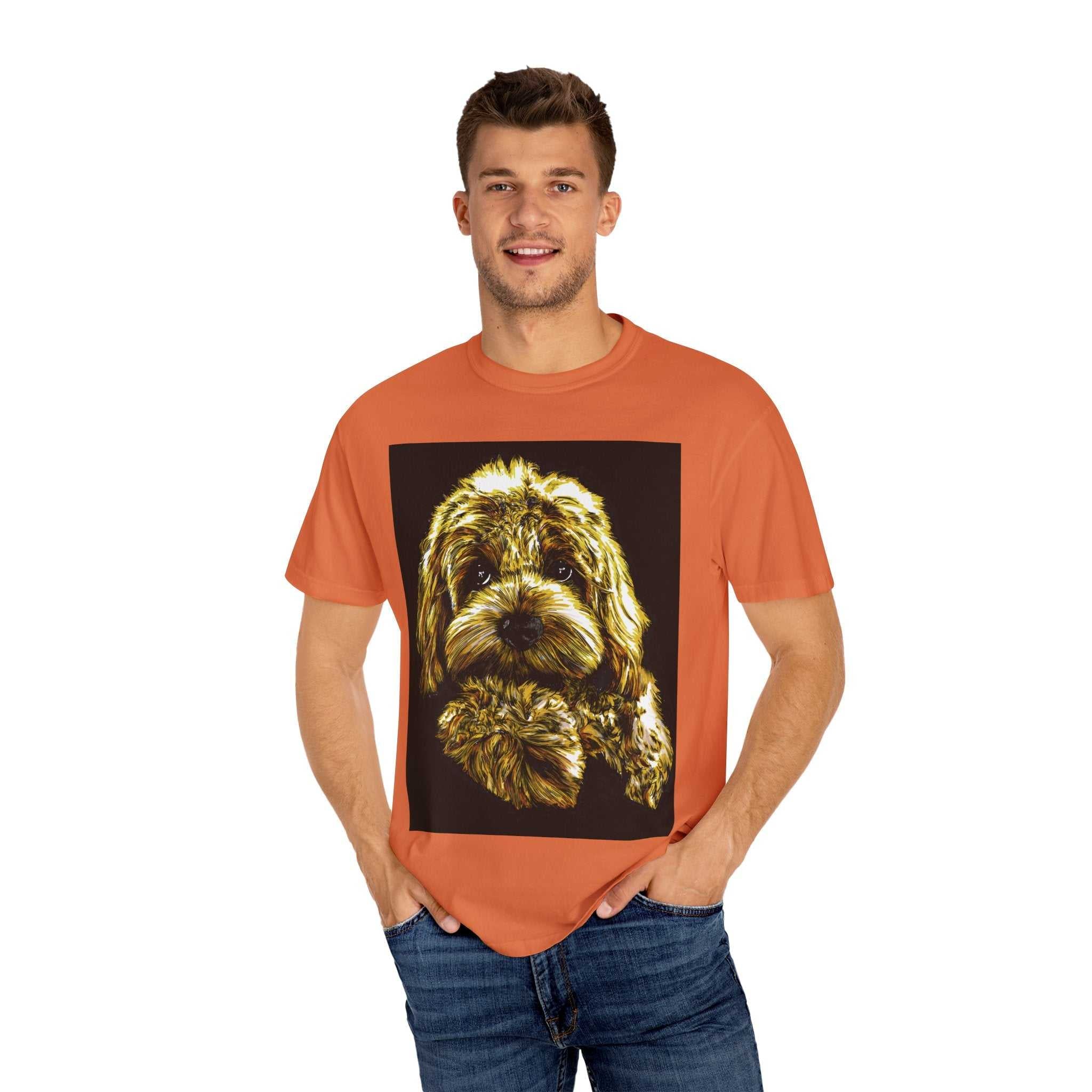 Experience the vibrant colors of our Puppy Color Blast Unisex Garment-Dyed T-shirt and stand out from the crowd. Perfect for all dog lovers!