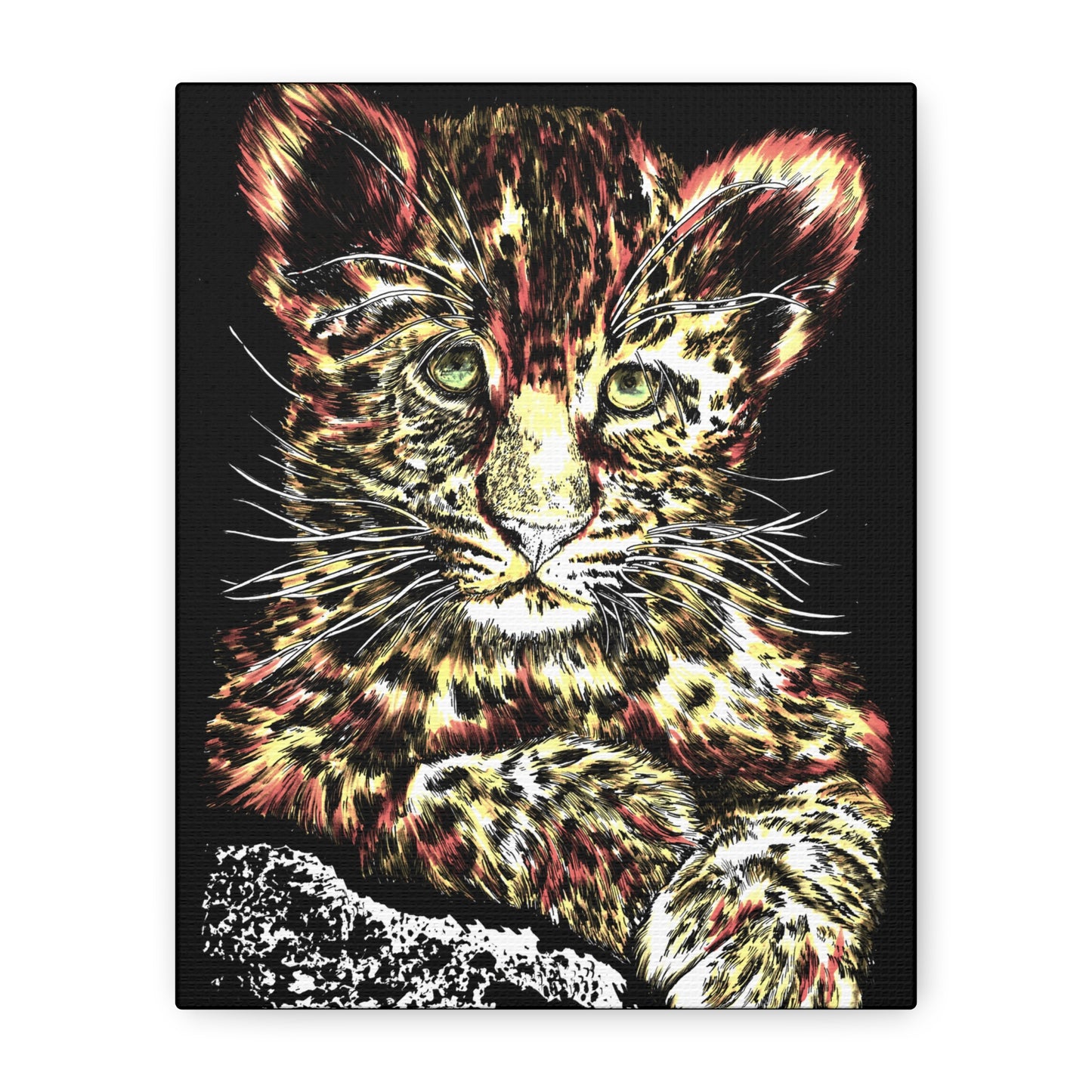 Leopard Cub Wall Art Print of the Original, hand drawn wall art of a Leopard Cub