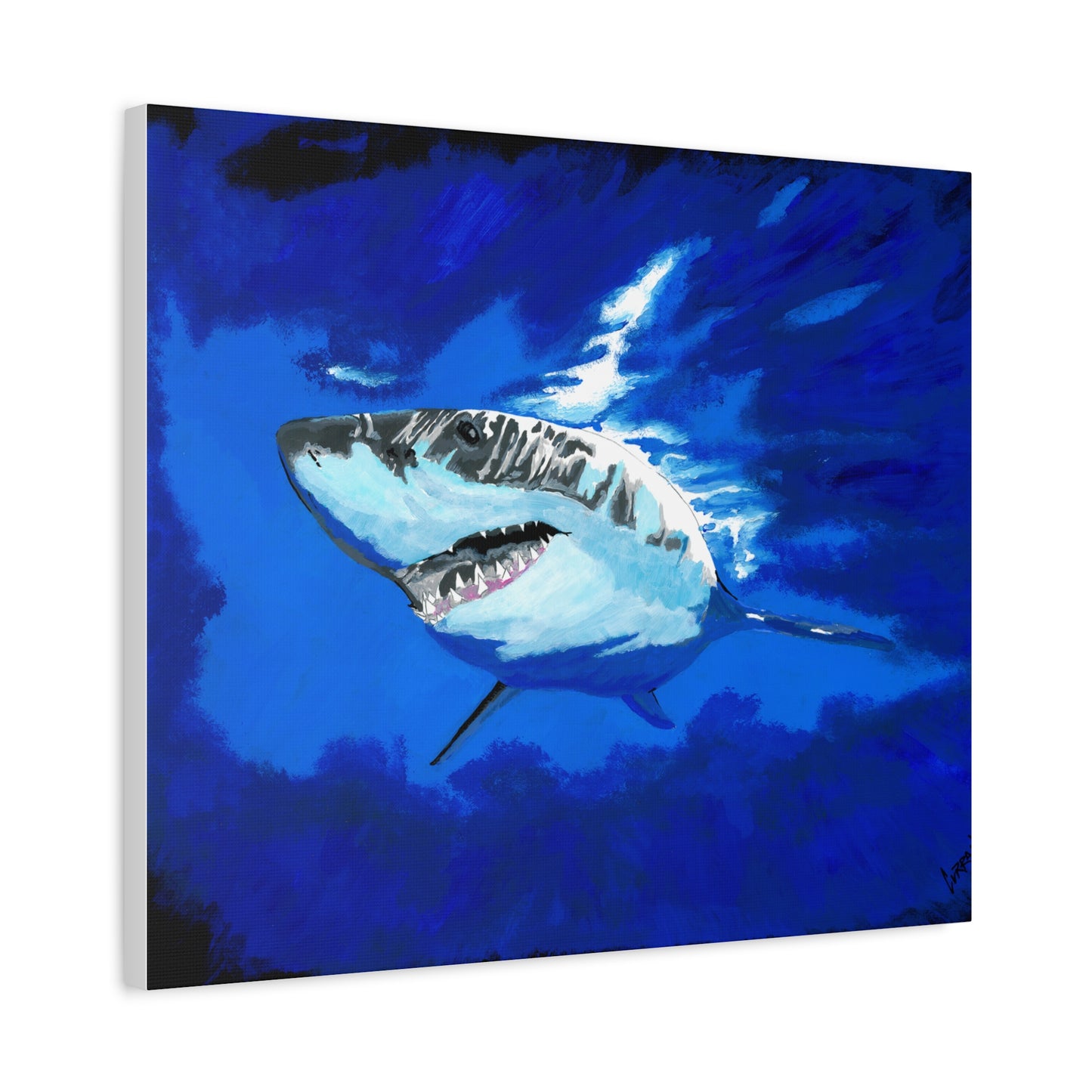 Great White Shark Canvas Art – Original Hand-Painted