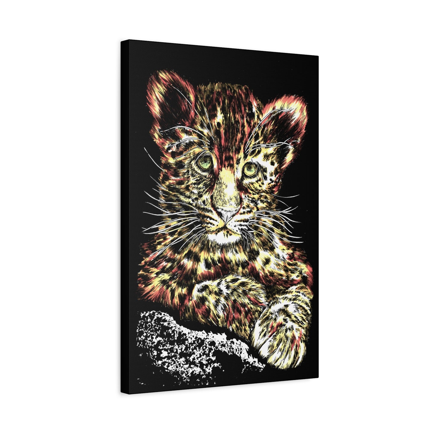 Leopard Cub Wall Art Print of the Original, hand drawn wall art of a Leopard Cub