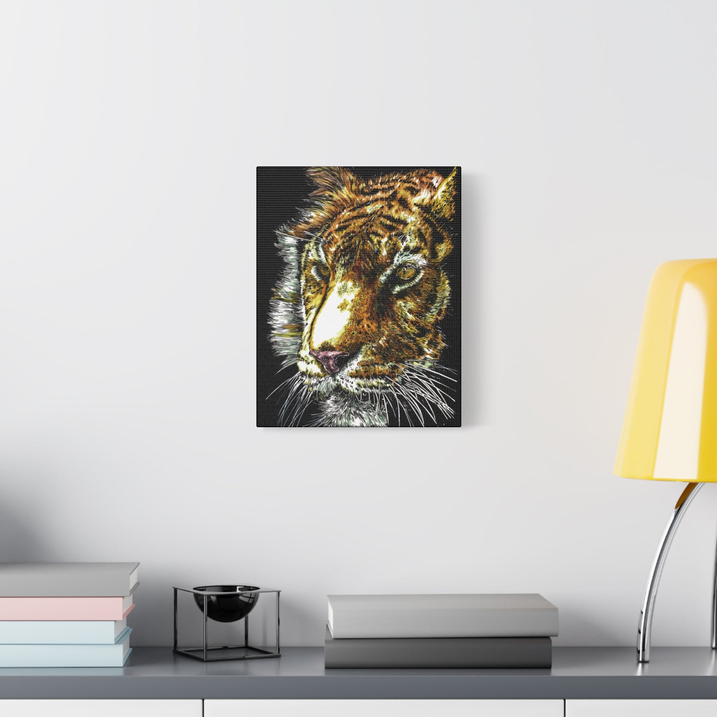 Tiger Wall Art Canvas Print of the Original, hand drawn wall art of a Tiger