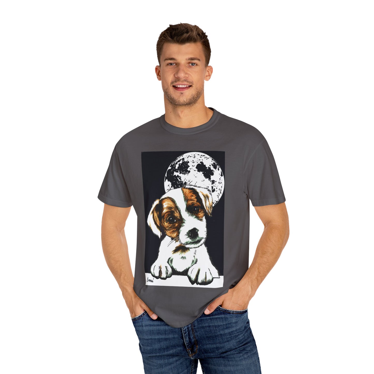 Moonlit Beagle Puppy Unisex Garment-Dyed T-shirt – Perfect for Animal Lovers