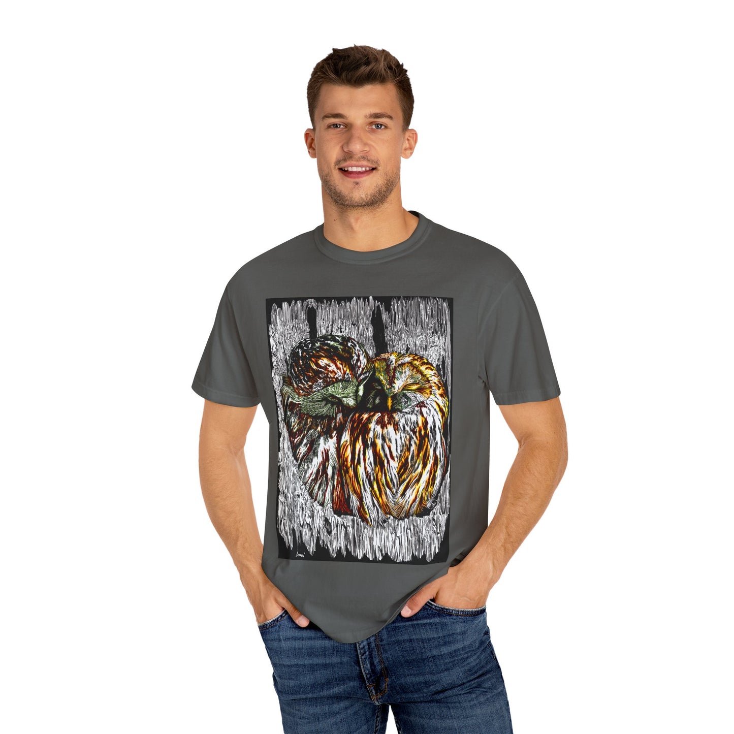 Owls in a Tree Unisex Garment-Dyed T-Shirt