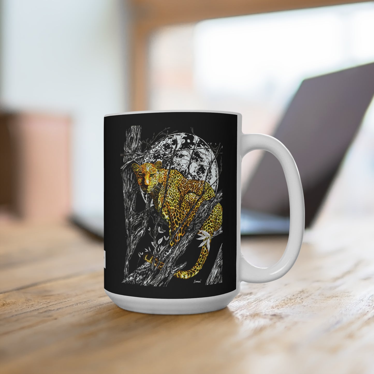 Cheetah in a Tree 15oz Mug – Original Hand-Drawn Art