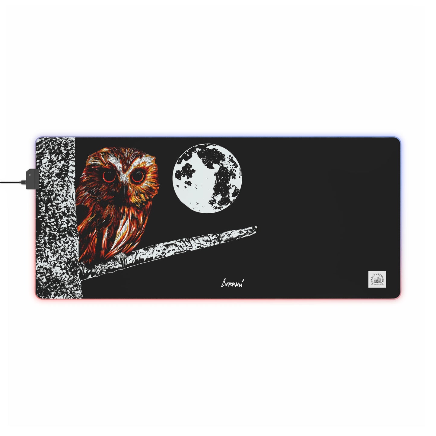 LED Owl Gaming Mouse Pad - Illuminated Design with Owl