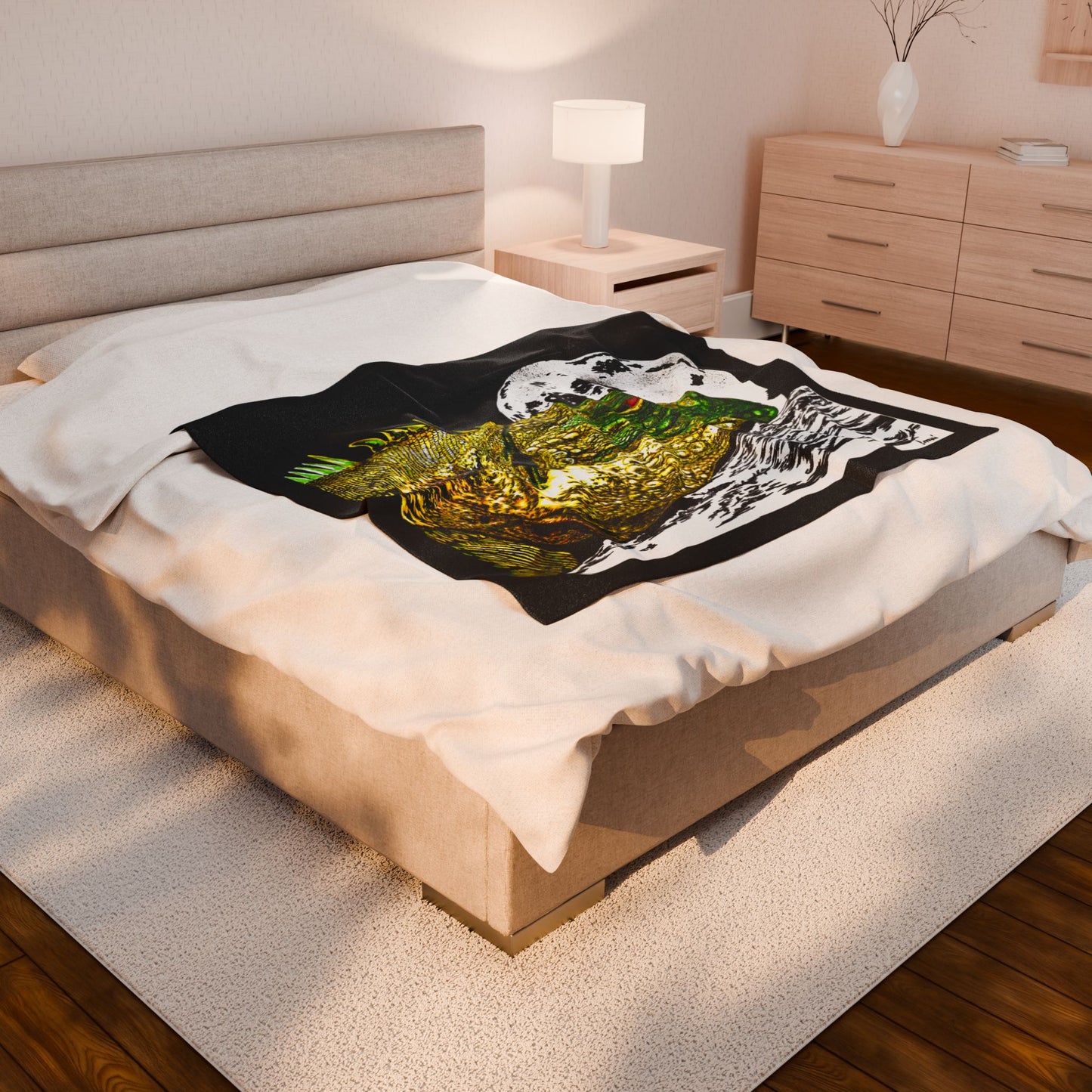 Reptile Moon Velveteen Plush Blanket Cozy Wildlife Decor
