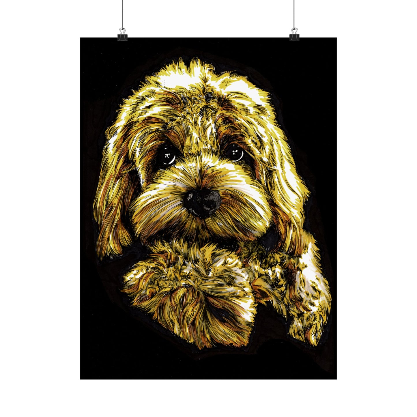 Golden Dog Art Satin Poster - Home Decor for Pet Lovers