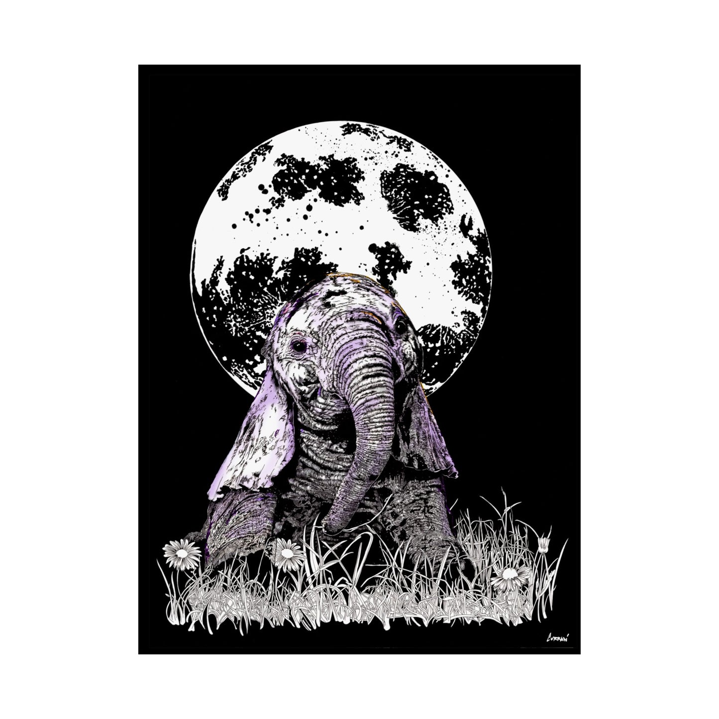Baby Elephant Satin Poster | Art Print for Nursery Decor