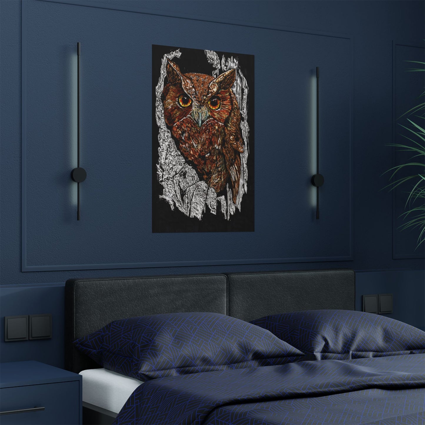 Majestic Owl Satin Poster | Home Décor Art Print | Nature Lover Gift