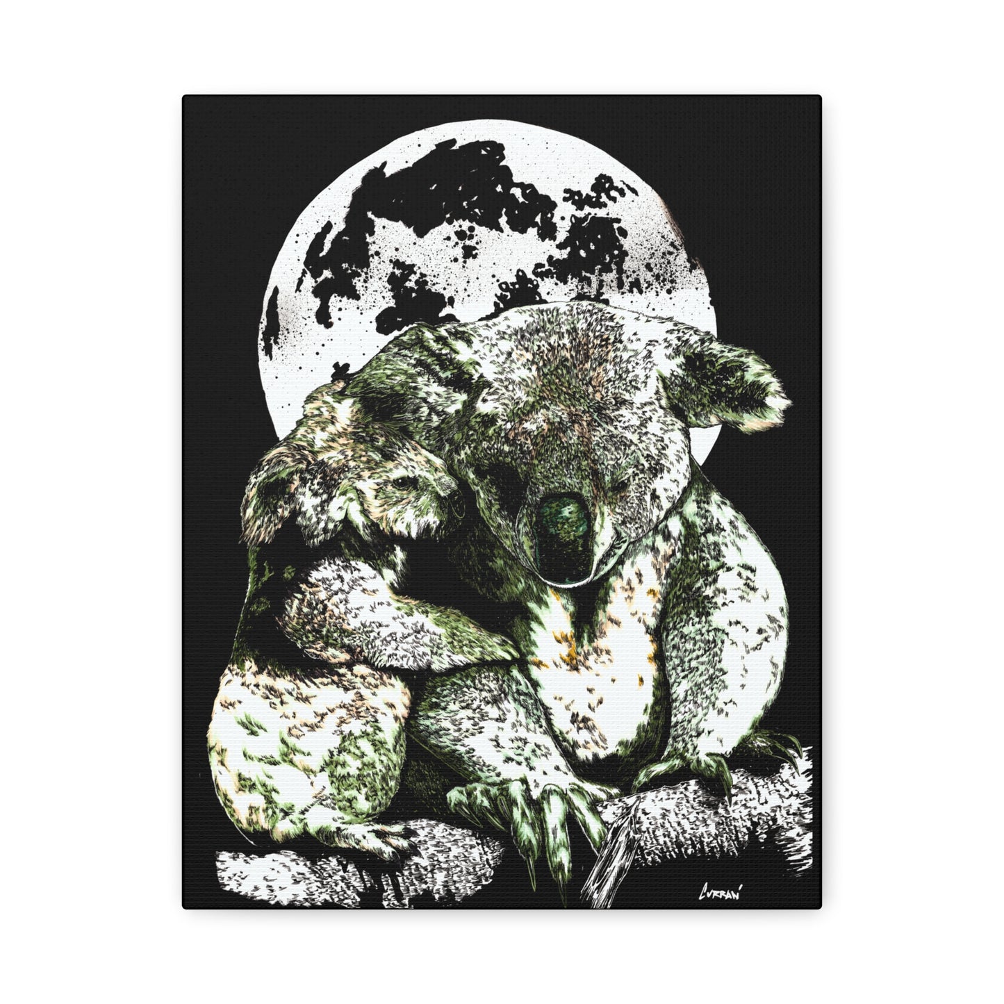 Koala Wall Art, Koala Print, Hand-Drawn Koalas, Wildlife Art, Cute Animal Art, Nature Wall Decor, Koala Lovers Gift. Printed on Matte Canvas, Stretched, 1.25"